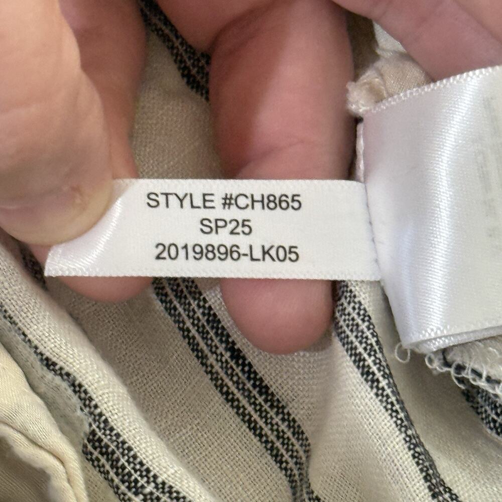 J.Crew Harbor Pant Small 100% Linen Striped Black and Cream Wide Leg Trousers - Picture 7 of 12
